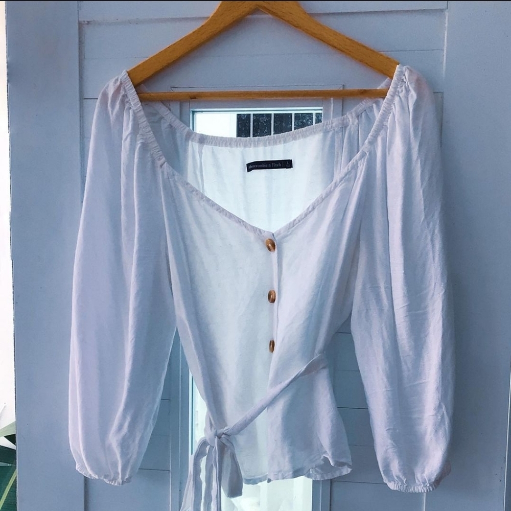 A&F white blouse size L